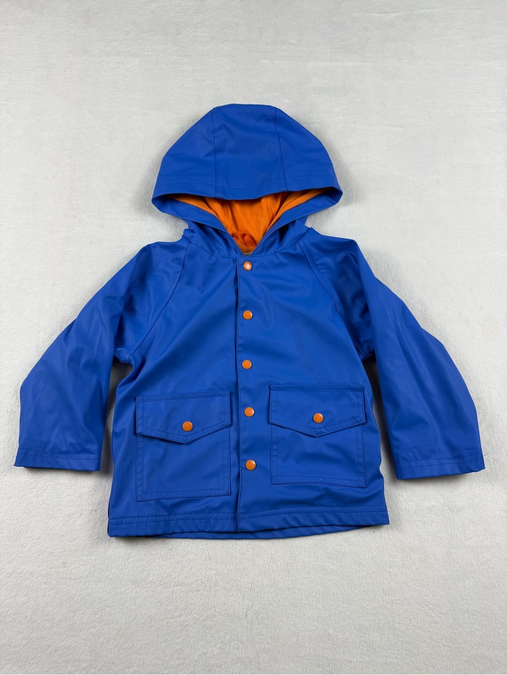 Oaki Hooded Rain Jacket Lined Rubber Rain Jacket Royal Blue Kids Boys 2T